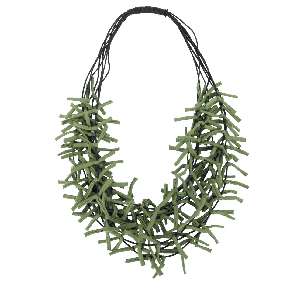 Suzie Blue Knot Multi Strand Green Jersey Necklace Green