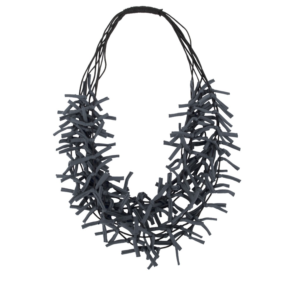 Suzie Blue Knot Multi Strand Grey Jersey Necklace Grey