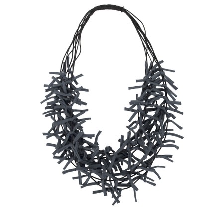 Suzie Blue Knot Multi Strand Grey Jersey Necklace - Grey