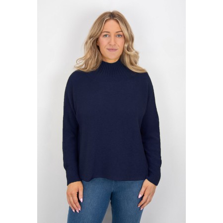Amazing Woman Jolie French Navy Boxy High Neck Knit - Blue