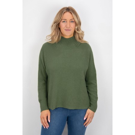 Amazing Woman Jolie Sage Green Boxy High Neck Knit - Green