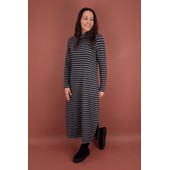 Tosca R Riga Antracite Fleece Stripe Long Dress