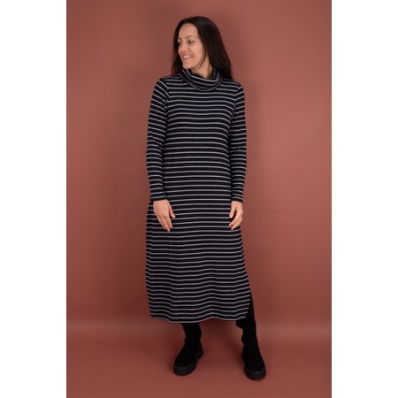 Mama B Tosca R Riga Notte Fleece Stripe Long Dress - Black