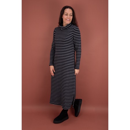 Mama B Tosca R Riga Notte Fleece Stripe Long Dress - Black