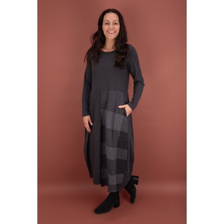 Mama B Mia S Antracite Check Insert Dress - Grey