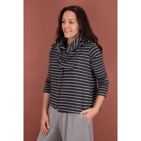 Mama B Crema R Riga Antracite Stripe Fleece Cardigan - Grey