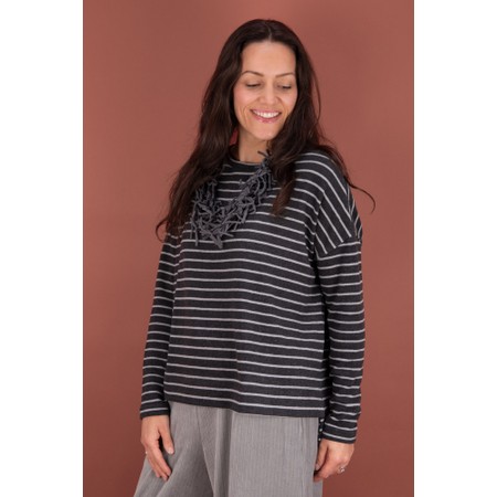 Mama B Alison R Riga Antracite Stripe Fleece Jumper - Grey