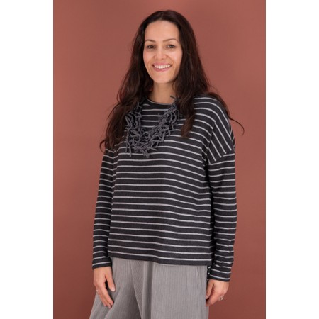 Mama B Alison R Riga Antracite Stripe Fleece Jumper - Grey