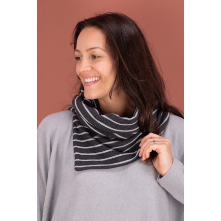 Mama B Spacco R Riga Antracite Stripe Fleece Snood - Grey