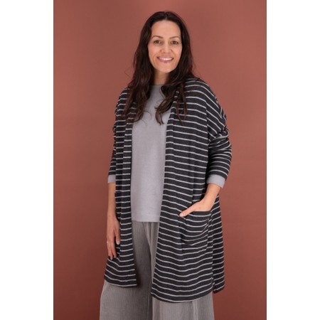 Mama B Soufle R Riga Antracite Stripe Fleece Cardigan - Grey