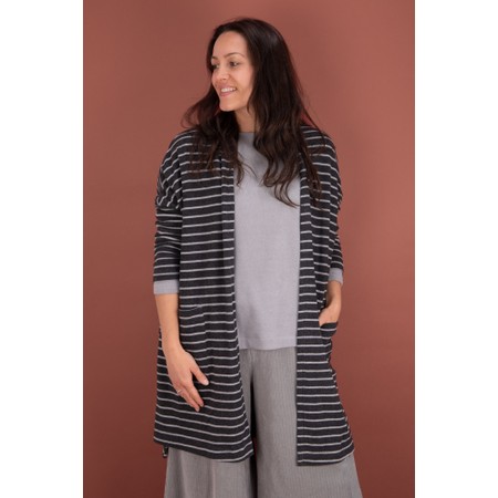 Mama B Soufle R Riga Antracite Stripe Fleece Cardigan - Grey