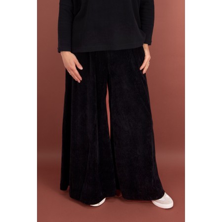Mama B Nuccia Nero Soft Cord Wide Trouser - Black