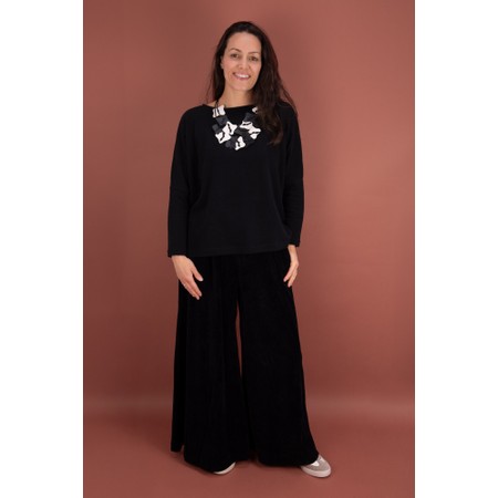 Mama B Nuccia Nero Soft Cord Wide Trouser - Black