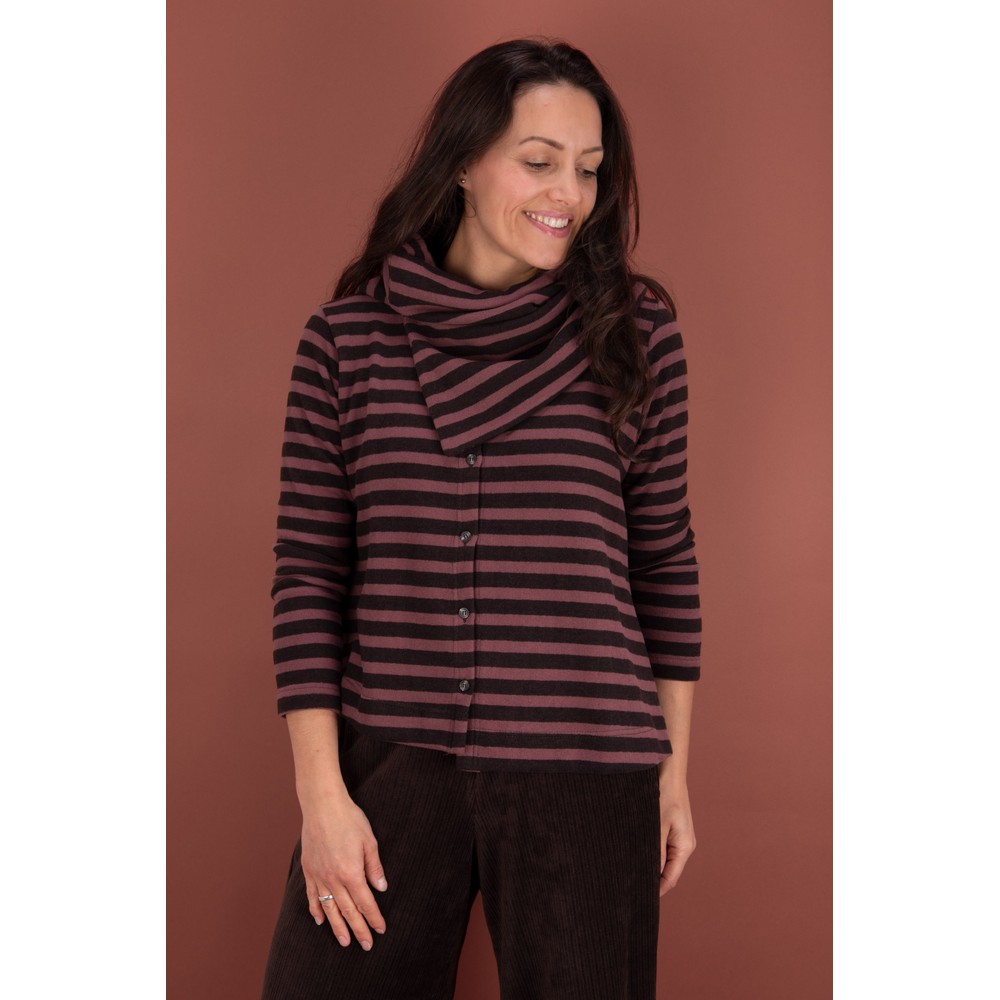 Mama B Crema R Riga Moro Stripe Fleece Cardigan Riga Moro