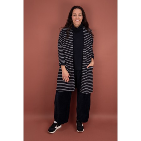 Mama B Soufle R Riga Notte Stripe Fleece Cardigan - Black