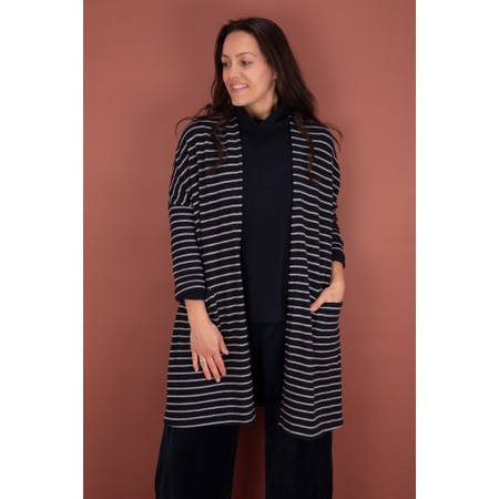 Mama B Soufle R Riga Notte Stripe Fleece Cardigan - Black