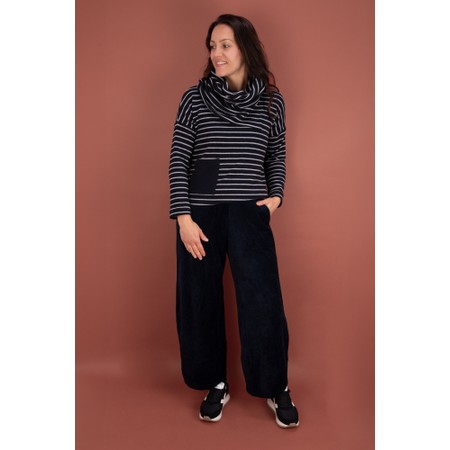 Mama B Buccia R Riga Notte Boxy Stripe Top - Black