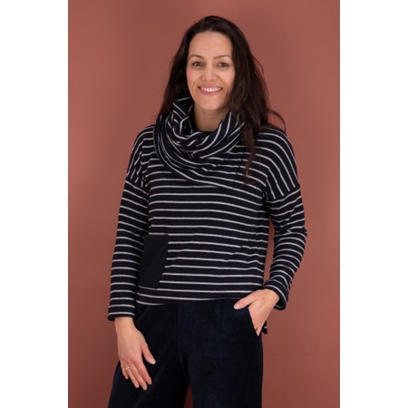 Mama B Buccia R Riga Notte Boxy Stripe Top - Black