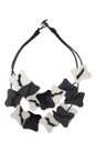 Suzie Blue Black / White Monochrome Leather Necklace  