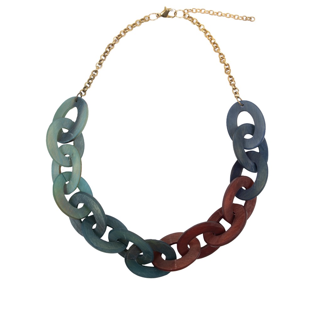 Suzie Blue Linked Horn Loop Necklace Mulberry Multi