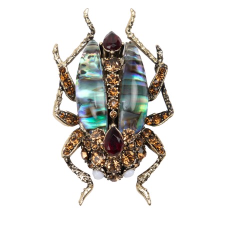 Bill Skinner Bejewelled Beetle Brooch - Gold