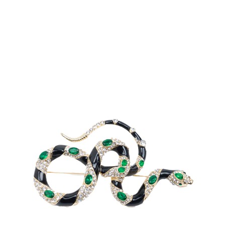 Bill Skinner Bejewelled Snake Brooch - Gold
