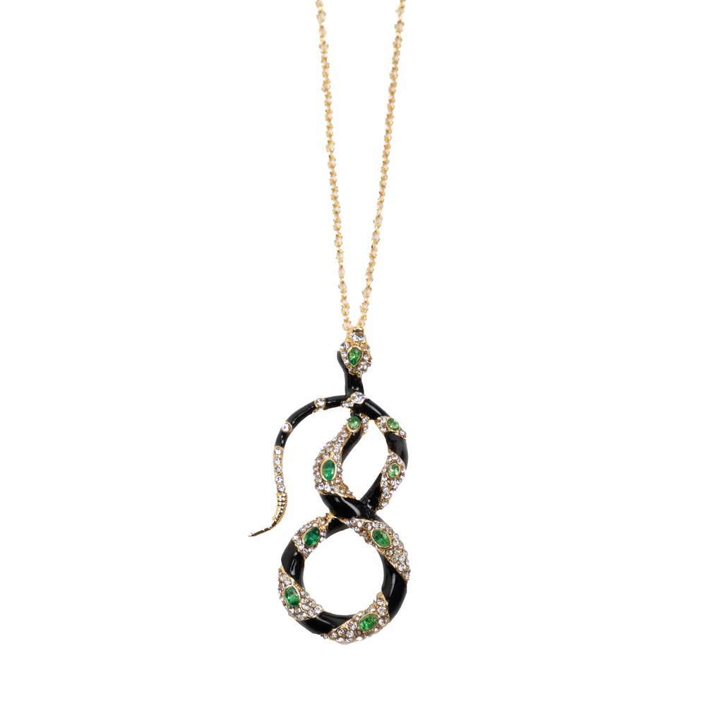 Bill Skinner Bejewelled Snake Pendant Necklace Gold