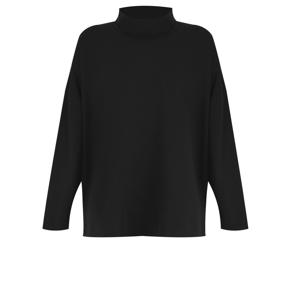 Amazing Woman Ginny Black Cowl Neck Jersey Top Black 