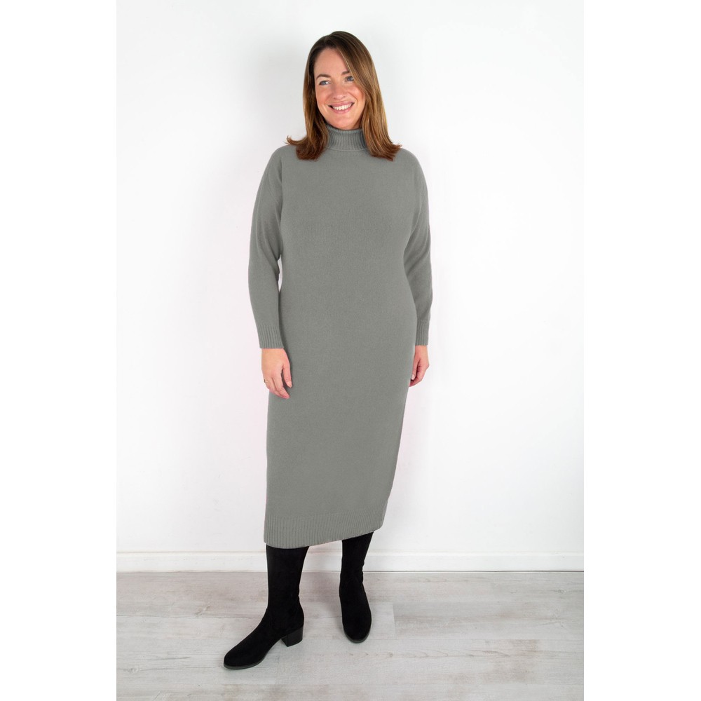 Amazing Woman Paige E Grey Marl Polo Neck Dress Grey Marl