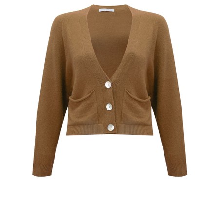 Amazing Woman Pookie Cropped Toast Supersoft Knit Cardigan - Brown