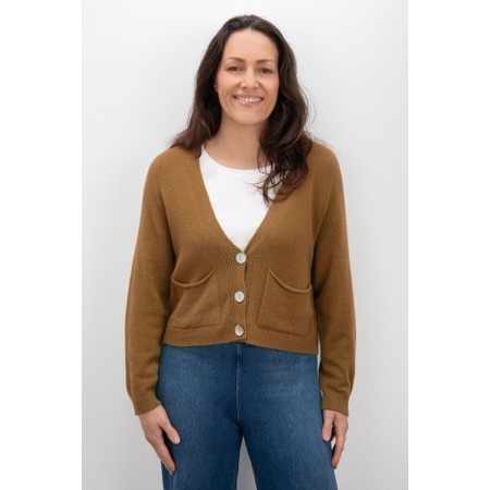 Amazing Woman Pookie Cropped Toast Supersoft Knit Cardigan - Brown