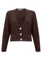 Amazing Woman Espresso Pookie Cropped Espresso Supersoft Knit Cardigan  
