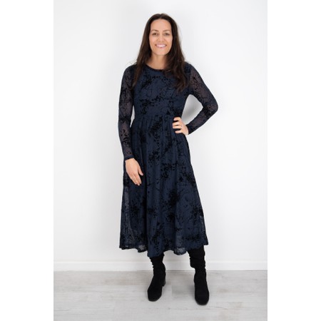Foil International Velvet Splatter Midnight Print Dress - Blue
