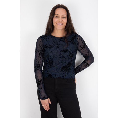 Foil International Velvet Splatter Midnight Print Crew - Blue