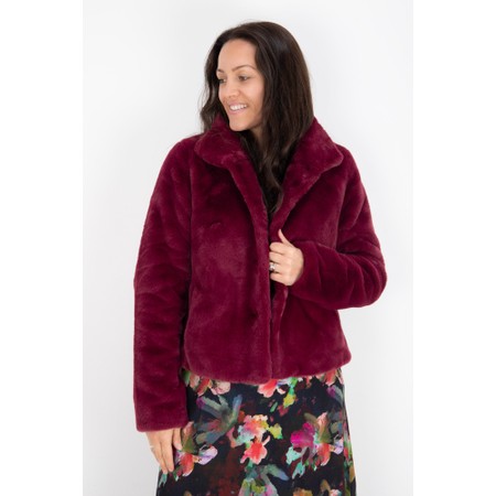 RINO AND PELLE Vie Sugar Plum Faux Fur Jacket - Red