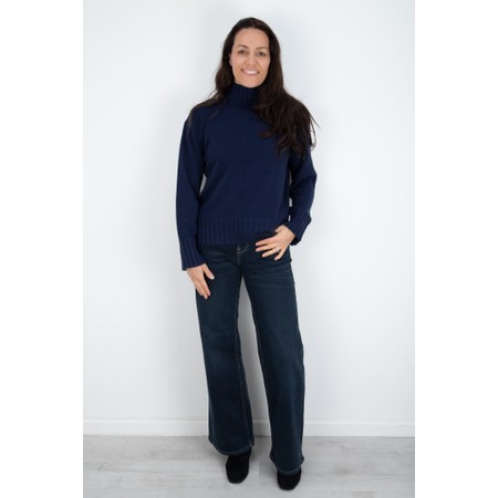 Mos Mosh Aima Cashmere Maritime Blue Highneck Knit Top - Blue