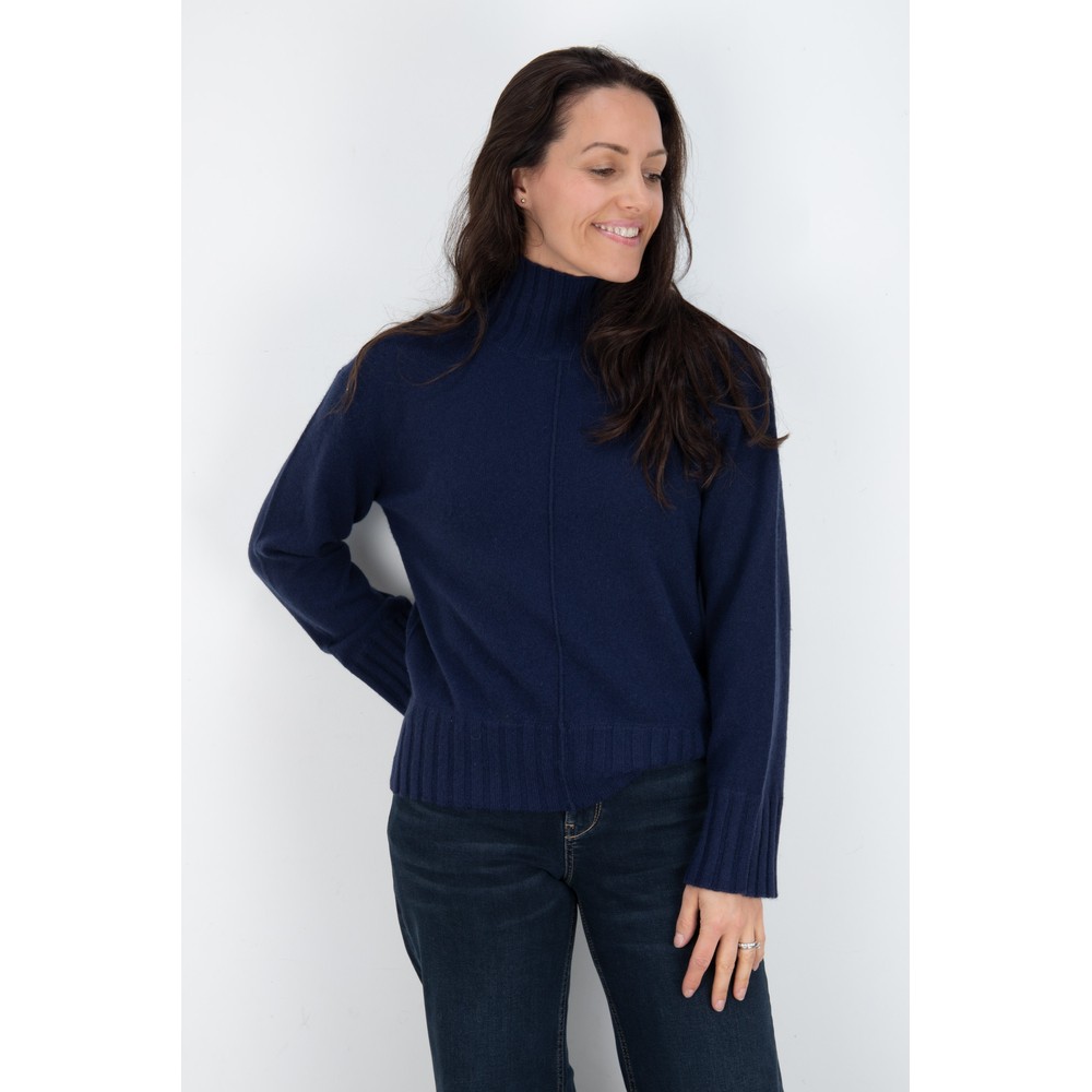 Mos Mosh Aima Cashmere Maritime Blue Highneck Knit Top 241 Maritime Blue