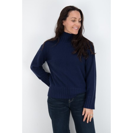 Mos Mosh Aima Cashmere Maritime Blue Highneck Knit Top - Blue