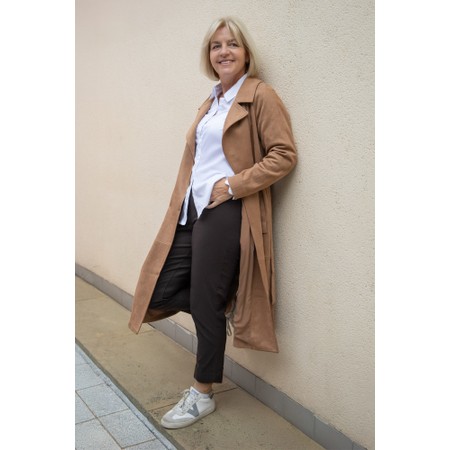 Robell Bella 09 Dark Brown Ankle Length Crop Cuff Trouser - Brown