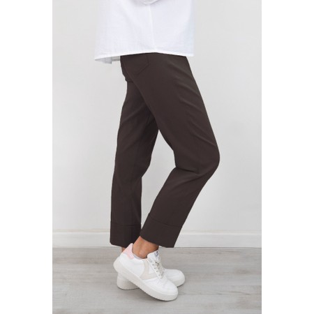 Robell Bella 09 Dark Brown Ankle Length Crop Cuff Trouser - Brown