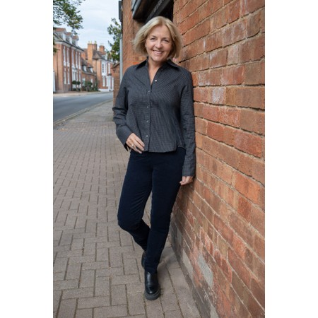 Robell Bella  Navy Needlecord Full Length Trouser - Blue