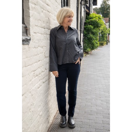 Robell Bella  Navy Needlecord Full Length Trouser - Blue