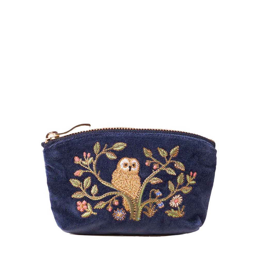 Elizabeth Scarlett Tree Of Life Indigo Velvet Coin Purse Indigo