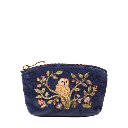 Elizabeth Scarlett Tree Of Life Indigo Velvet Coin Purse - Blue