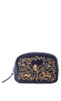 Elizabeth Scarlett Indigo Tree Of Life Indigo Velvet Makeup Bag  