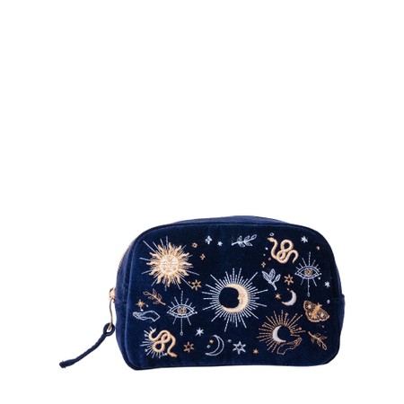 Elizabeth Scarlett Boho Mysticism Velvet Makeup Bag - Blue