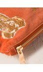 Elizabeth Scarlett Rust Golden Elephants Velvet Everyday Pouch  
