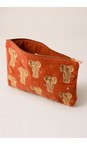 Elizabeth Scarlett Rust Golden Elephants Velvet Everyday Pouch  