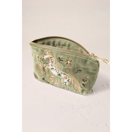 Elizabeth Scarlett Mystical Horse Velvet Coin Purse - Green