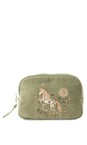 Elizabeth Scarlett Olive Mystical Horse Olive Velvet Makeup Bag  